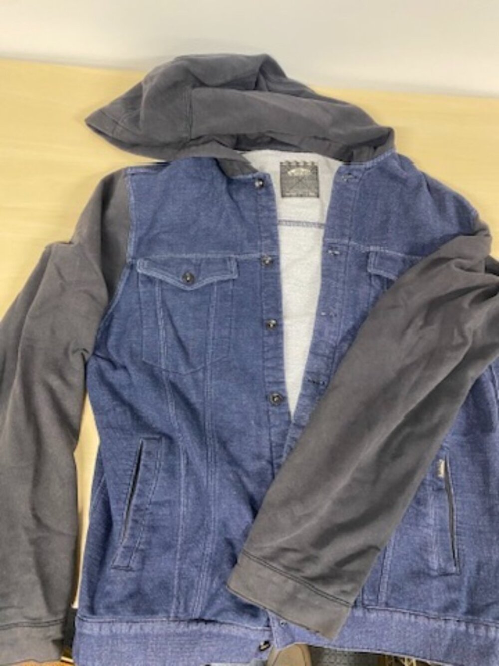 Vans Off The Wall XL Denim Gray Hoodie Jacket Skate Streetwear